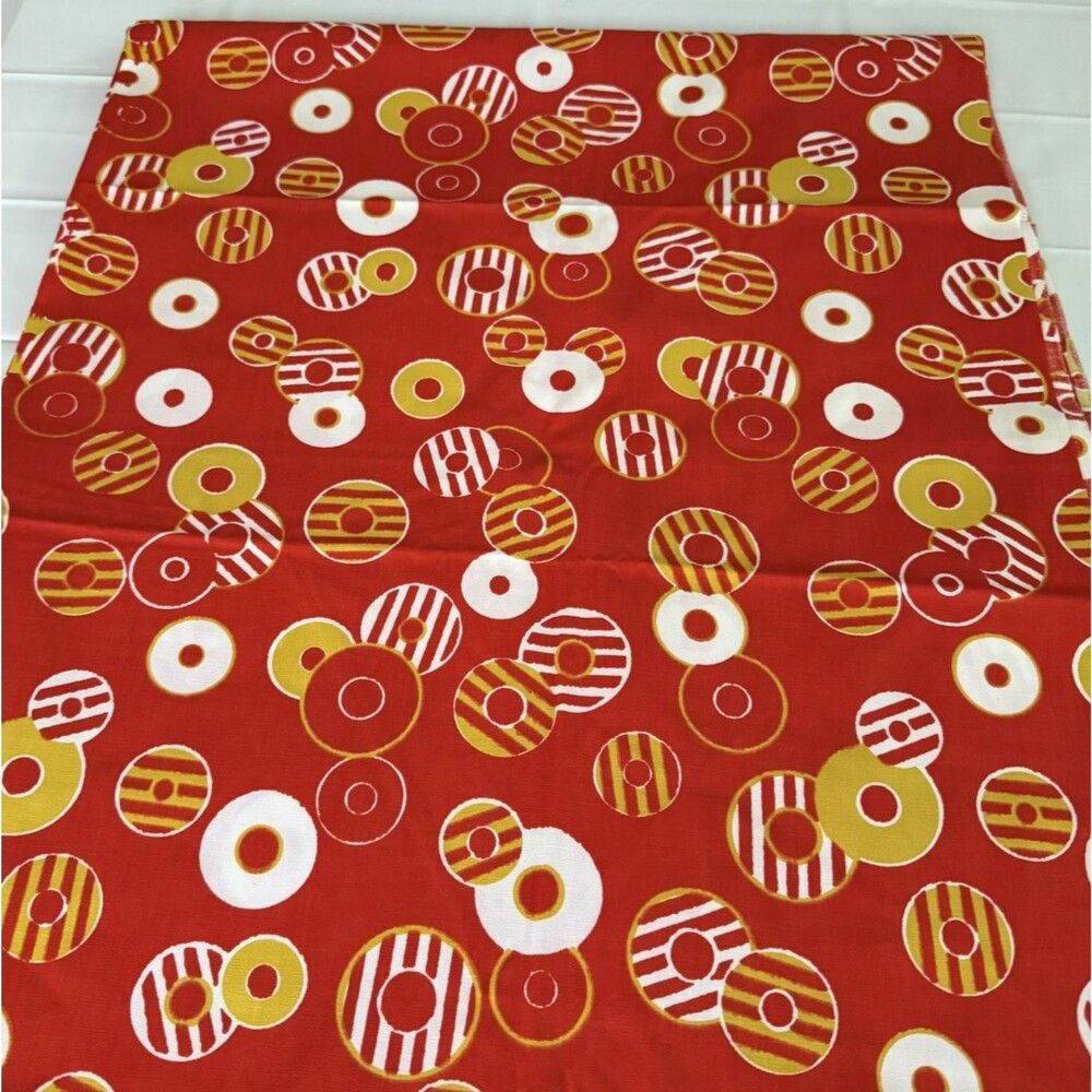 Vintage 60s 70s Fabric Retro Donuts Circles Mod Hippie GoGo Print 4 Yards